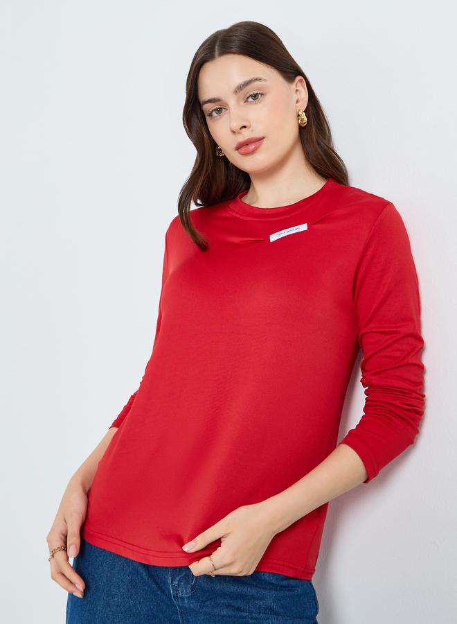 Styli Women Red Slogan Long Sleeve T-Shirt - Image 2
